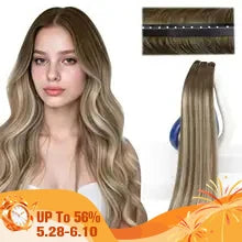 VeSunny Butterfly Hair Extensions Real Human Hair Balayage Genius Weft Hair Extensions Invisible Straight Micro Bead Remy Hair