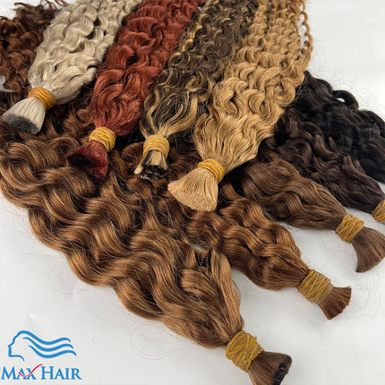Wholesale Red Deep Wave Hair Bulk for Boho Braids 100% Human Hair Extensions No Weft Blonde Red Curly 613 Vietnamese Hair 30inch