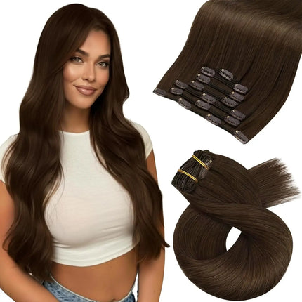 [Hot Sale] Moresoo Clip in Hair Extensions Real Natural Hair Remy Straight Set 5&7 Pcs Brazilian Clip in Human Hair Extensions