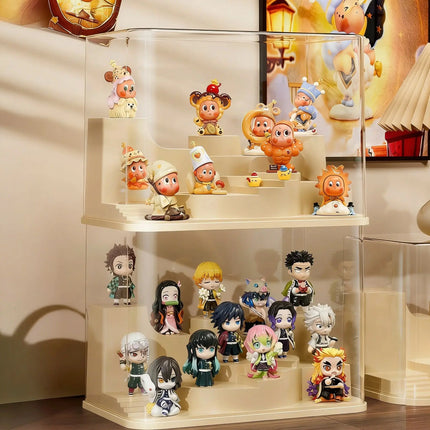 Figure Display Case Clear Dustproof Display Storage Box Showcase Display Shelf Storage Organizer Easy Access for Models 32cm