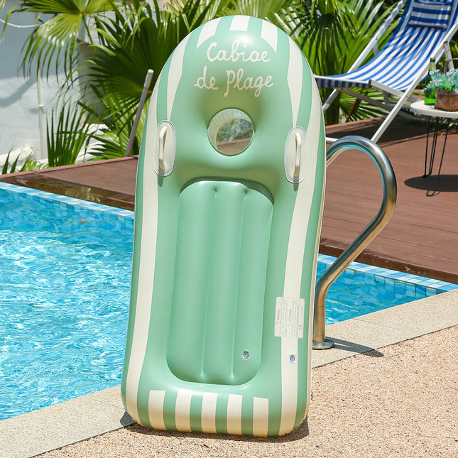 1PC Inflatable Portable Folding Surf Board with Safety Handles, Nordic Stripes Design for Shallow Water