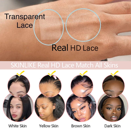 BEEOS Kinky Straight Invisible 13x6 HD Lace Frontal Closure Only Melt Skins Pre plucked 5x5 6x6 HD Lace Closure Only Human Hair