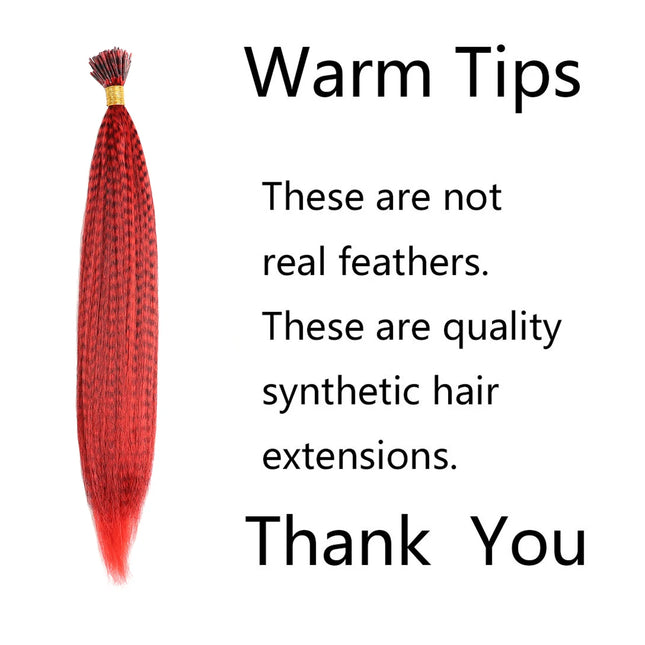 50 pcs Colored Hair Strands Synthetic Hair Feather Extension Mixed Color Synthetic Feather Colored Stripe Wig 16 Inch Cosplay