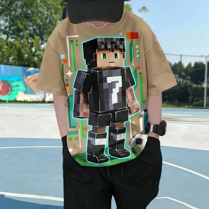 Casual & Fashionable T-Shirt Cartoon Cool Graphic Crew Neck Short Sleeve Children's Outdoor Clothing Popular Hot Selling Item