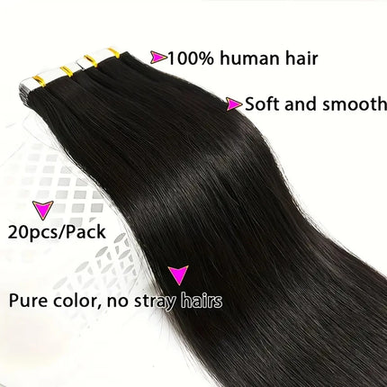 Straight Tape In 100% Real Remy Human Hair Brazilian Human Hair Extensions Skin Weft Adhesive Tape Hair Extensions 50G/set 20pcs
