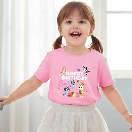 Bluey Kids Tees Clothes T Shirts Children Cartoons Casual Tops Boys Girl Short Sleeve Tee Cute Outfits Gift T-Shirt White/Black