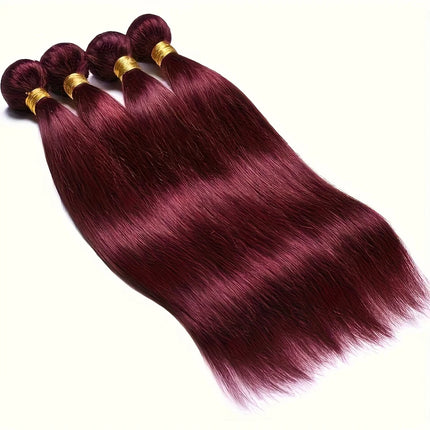Straight Human Hair Bundles Wine Red Color 99J Burgundy Straight Brazilian Remy Virgin Human Hair Quick Weave Bundles Extensions