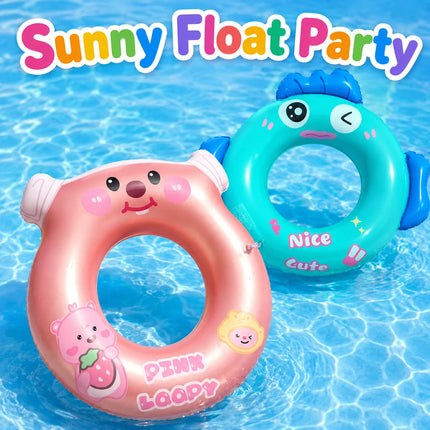 1PC Cute Cartoon Inflatable Swim Ring, Pool Floats Tube, Summer Swimming Circle Floatie Water Fun for Beach Pool Outdoor