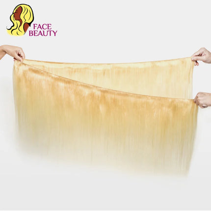 Facebeauty 613 Blonde 1/3/4 Brazilian Hair Bundles Straight Weave Remy 100% Human Hair Weft 26 28 30 32 34 36 38 40 Inch Bundle