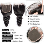 4X4 Loose Lace / 12inches / Middle Part