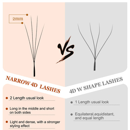 CoMango W Shape Eyelash Extensions Narrow 3D W Spark Clover Lashes Premade Volume Fan Faux Mink Eyelashes Makeup