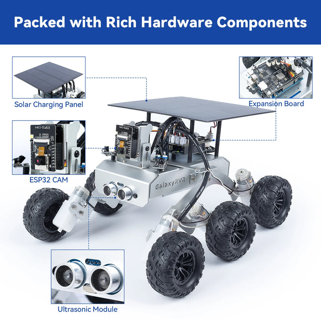 SunFounder GalaxyRVR Mars Rover STEM Kit for Arduino, Compatible with Uno R3, Rocker-Bogie Suspension,Scratch,C,Camera, FPV