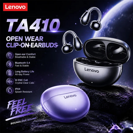 Lenovo TA410 TWS Wireless Bluetooth 5.4 Earphones Panoramic Sound Effects Ultra Long Battry Life Headsets Comfortable To Wear