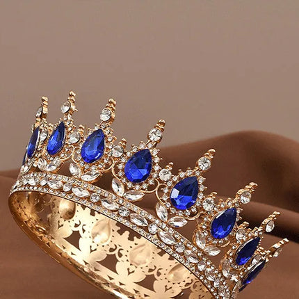 European Princess Queen Tiara Round Baroque Pageant Crowns Crystal Full Crown King Tiaras Bridal Wedding Hair Accessories