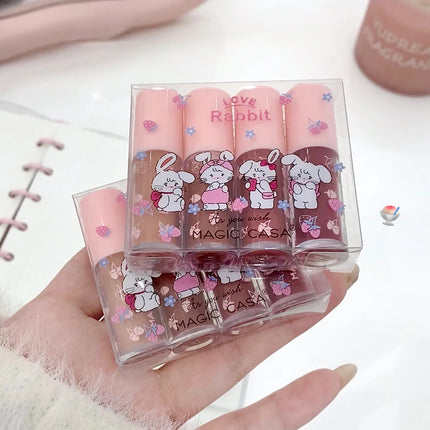 MAGIC CASA Mini Rabbit Lip Gloss Set | 4-Piece Mirror Smooth Silky Shine Gloss | Hydrating, Long-Lasting Water Gloss Finish
