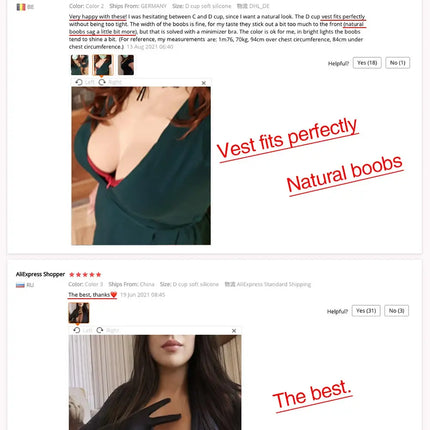 Silicone Breast Forms Realistic Fake chest Tits U-CHARMMORE  Enhancer Crossdresser Drag Queen Shemale Transgender Crossdressing