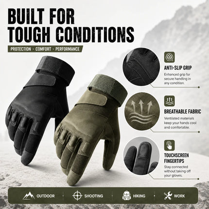 Tactical Gloves Touchscreen Anti-Slip Breathable Military Outdoor Work Motorcycle Hiking Riding Full Finger Protective Gloves