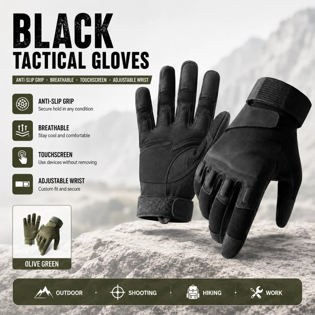 Tactical Gloves Touchscreen Anti-Slip Breathable Military Outdoor Work Motorcycle Hiking Riding Full Finger Protective Gloves
