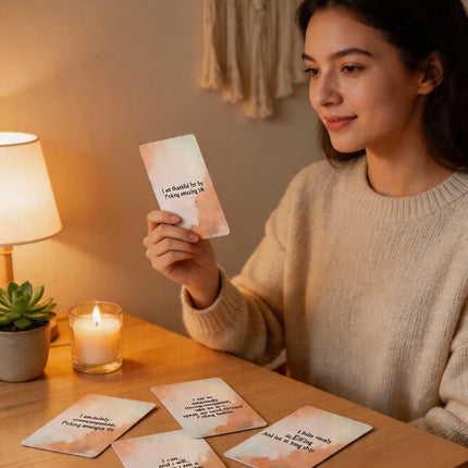 1Pcs Soft Pastel Affirmation Cards Deck, Daily Positive Quotes for Self-Love & Mindfulness, Calming Watercolor Style Cards for Inner Peace & Mental Wellness