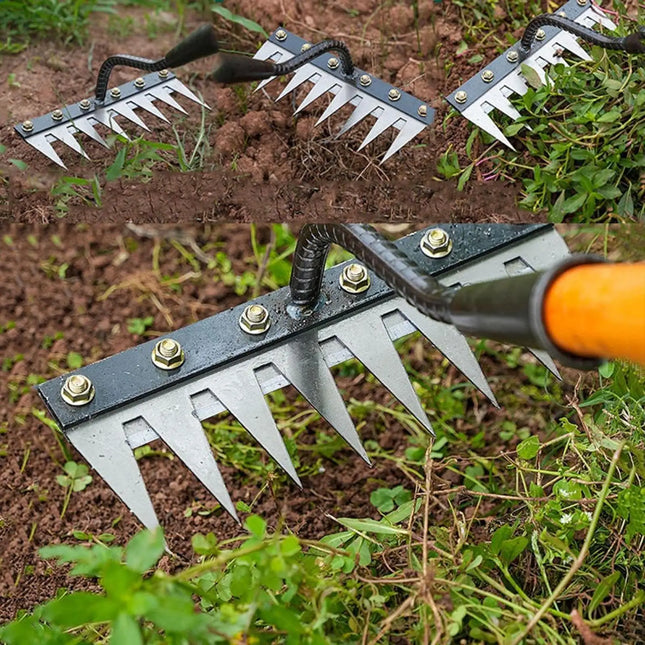 5/6/7/8 Tines Weed Puller Tool Garden Weed Pulling Tool Rake Alloy Steel Hand Weeder Tool Weed Remover Tool for Farm Backyard