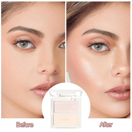2 in 1 Highlighter & Contour Palette - Matte & Shimmer, Long Lasting, Non-Greasy, Vitamin E, For All Skin Tones
