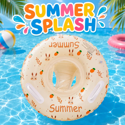 1PC Swimming Float Ring, Inflatable Pool Seat with Handles, Cartoon Bunny Toddler Pool Float Tube Summer Water Fun