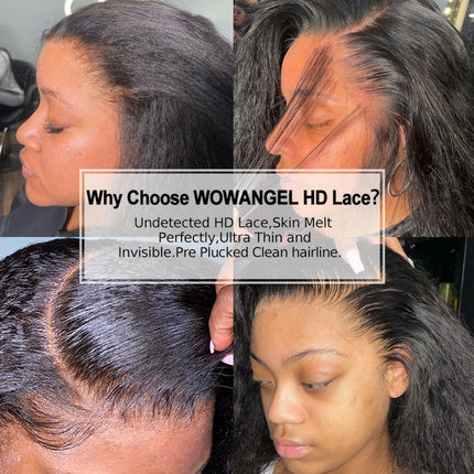 WOWANGEL HD Lace Invisible Real HD Lace Kinky Straight 13x4 13x6 HD Lace Frontal Only Pre Plucked 5x5 6x6 Lace Closure Melt Skin