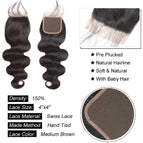 4X4 Body Lace / 8inches / Middle Part