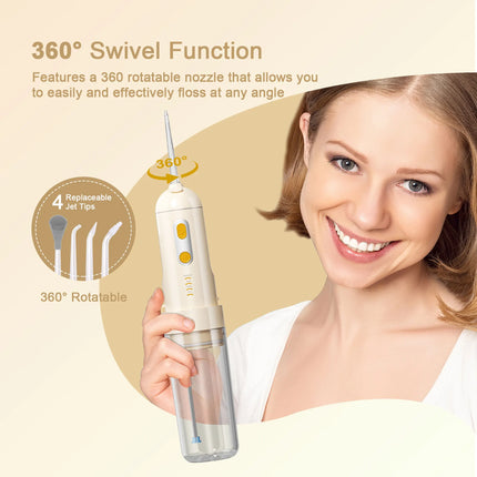 Portable Cordless Oral Irrigator Water Flosser 200ml Water Tank 4 Modes IPX7 Waterproof USB-C Rechargeable With Tongue Cleaning