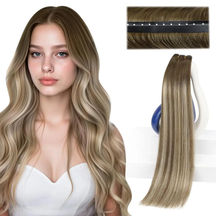 VeSunny Butterfly Hair Extensions Real Human Hair Balayage Genius Weft Hair Extensions Invisible Straight Micro Bead Remy Hair