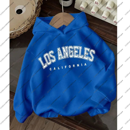 Young Boys Casual Comfortable Los Angeles Graphic Hoodie Girls Men Tee Autumn/Winter Pullover Top Gift Cotton Sweatshirt Sport