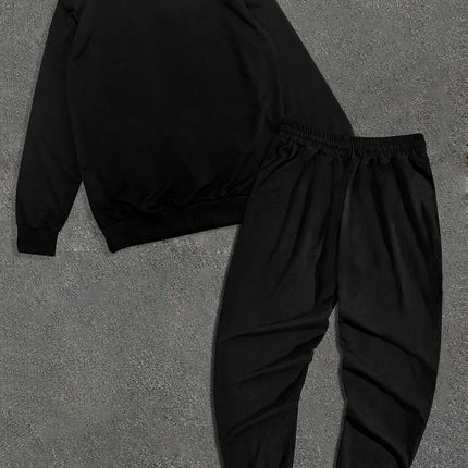 Autumn and Winter Trendy New Sweatshirt Men's Loose Casual Fit With Cute Letter Printed Hundred Long Sleeve Sweatshirt Set