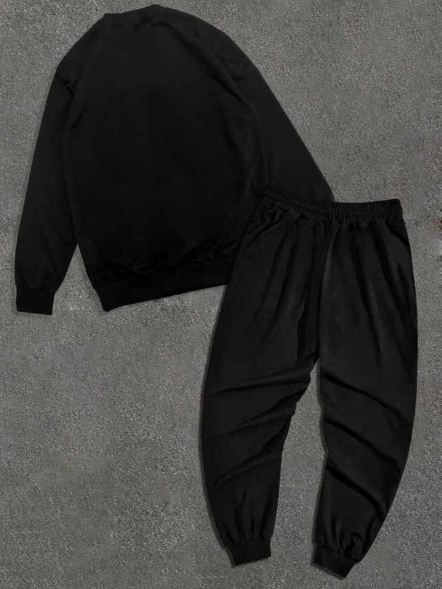 Autumn and Winter Trendy New Sweatshirt Men's Loose Casual Fit With Cute Letter Printed Hundred Long Sleeve Sweatshirt Set