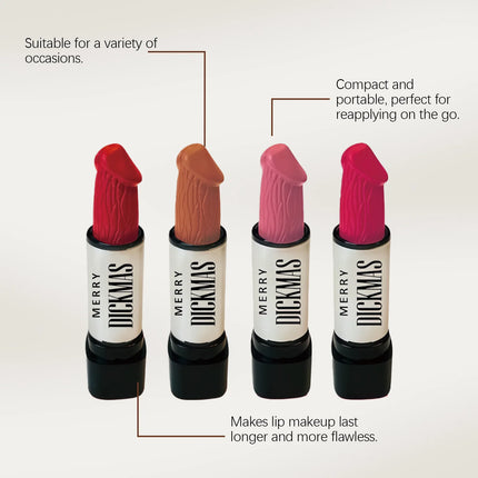 Merry Dickmas Lipstick Rose Red Pink Waterproof Naughty Gift Unique Design Funny Christmas Gift Stocking Stuffers for Woman Gift