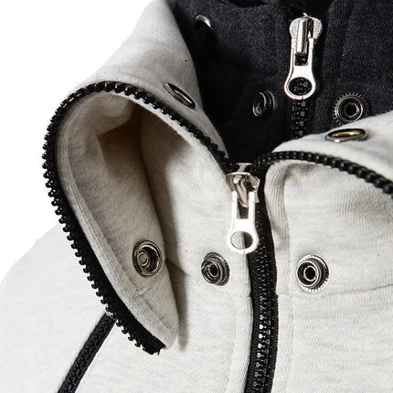 2023 Zipper Men Jackets Autumn Winter Casual Fleece Coats Bomber Jacket Scarf Collar Fashion Hooded Male Outwear Slim Fit Hoody