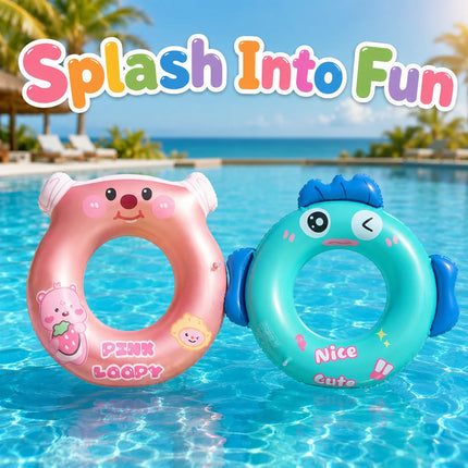 1PC Cute Cartoon Inflatable Swim Ring, Pool Floats Tube, Summer Swimming Circle Floatie Water Fun for Beach Pool Outdoor