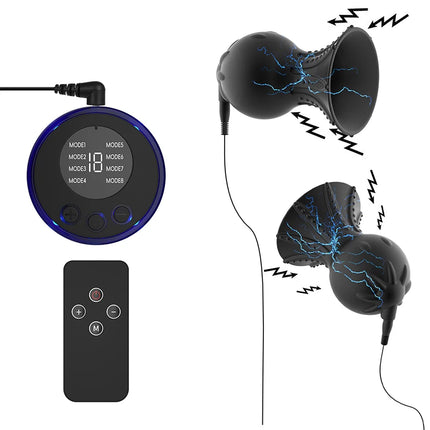 Electric Nipple Stimulator Electro Massage Silicone Breast Clamp 15m Wireless Remote 8 Modes 19 Levels USB Rechargeable