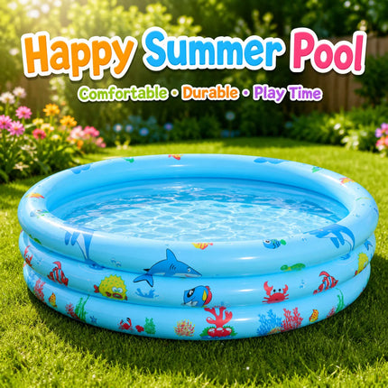 1PC Blue Ocean Inflatable Swimming Pool Round, Portable Above Ground Pool, Thickened PVC Outdoor Backyard Summer Water Play Pool