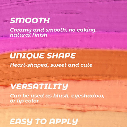 YOUNG VISION 6-Color Matte Heart Blush, Contour Stick, Face Sculpting Mousse Blush, and Lipstick 3-in-1, gift 1pcs makeup brush