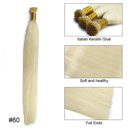 I Tip Hair Extension Straight Human Hair Extension 0.8g/ 1g/Strand 50pc/Set Capsule Keratin Natural Fusion Human Hair Extension
