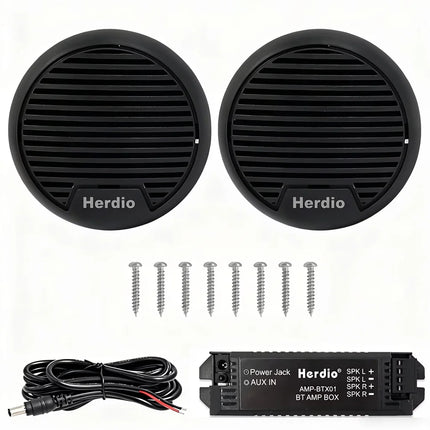 Herdio 3'' 160W 2PCS Marine Boat Waterproof Speakers Motorcycle Bluetooth Speaker Audio Stereo System For ATV UTV Outdoor Boat