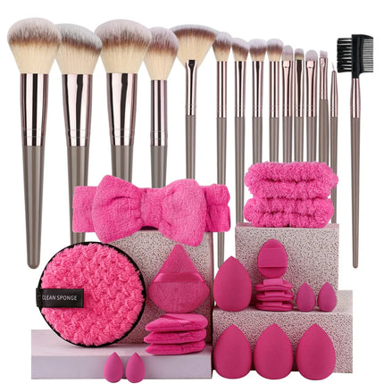 Premium Makeup Brushes Set, Including Makeup Brushes, Hairband Wrist Sponge Ball Powder Puff Silicone Cleaning Makeup Brush Tool