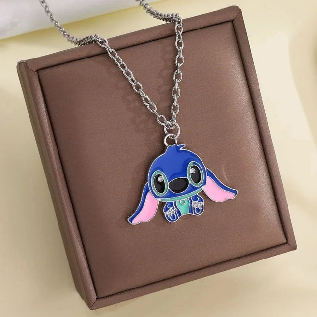 Fashion Cartoon Cute Big Ear Stitch Couple Necklace Personalized Hip Hop Pendant Sweater Chain