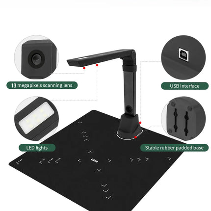 NETUM Book Scanner T101 Autofocus Document Scanner Max A4 A3 Size with Smart OCR Led Table Desk Lamp for Family Home Office