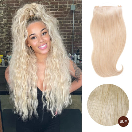 Real Human Hair Clip in Hair Extension Apply With Invisible Wire Natural Hair 5Clips 12-26Inch Fish Line Hair Extensions