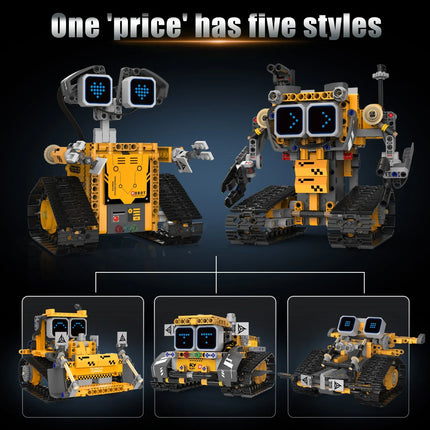 MOC 373PCS 5-in-1 Electric RC Wall Climbing Robot Model Building Blocks Set Children's Creative Puzzle Toy Gift Bulldozer Design