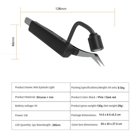 Handheld UV violet eyelash lamp 2&1 tweezers work lamp makeup eyelash grafting quick UV lamp rechargeable work beauty lamp