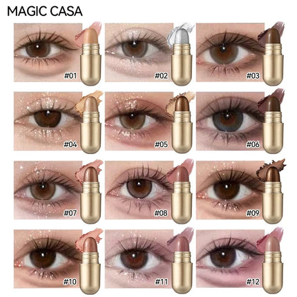 MAGIC CASA 12 Color Capsule Eyeshadow Set Highlighting and Crouching Eyeshadow Non-Smudging Eye Contour Set