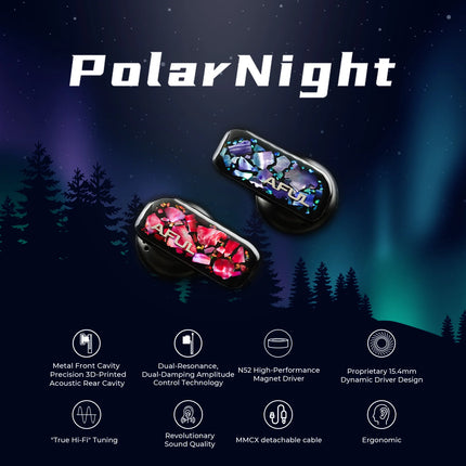 AFUL PolarNight Open-Back Acoustic Flat Head Earbuds 15.4mm Dynamic Driver HiFi Flathead Earphone with MMCX Detachable Cable