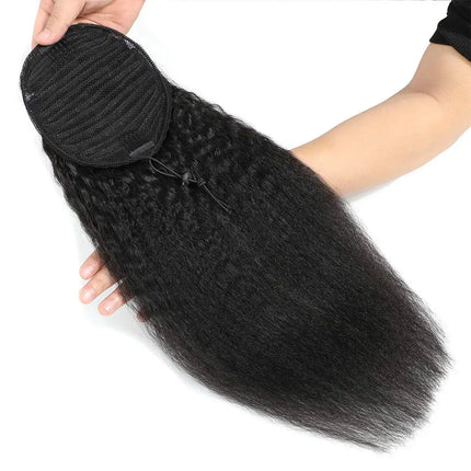 26 Inch Kinky Straight Ponytail Extension 100% Human Hair Drawstring Ponytail For Black Women Curly Pony Tails Hair Extensions